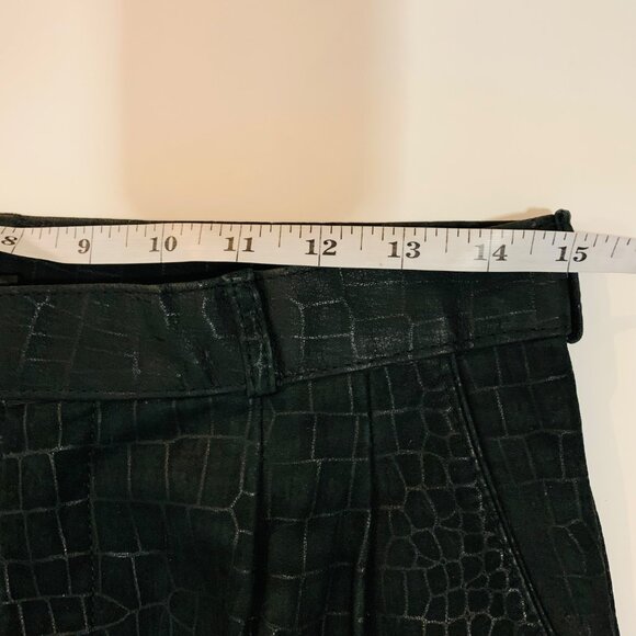 Bermans Vintage Black Crocodile Pattern Suede Leather Pants Size 8 Edgy Biker - Picture 11 of 14